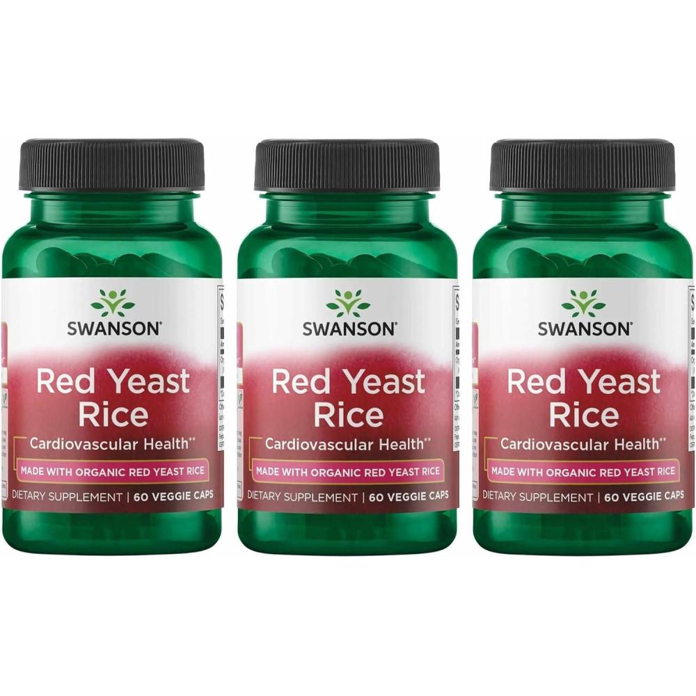 imageSwanson Made with Organic Traditional Red Yeast Rice 600 Milligrams 60 Veg Capsules60 Count Pack of 3