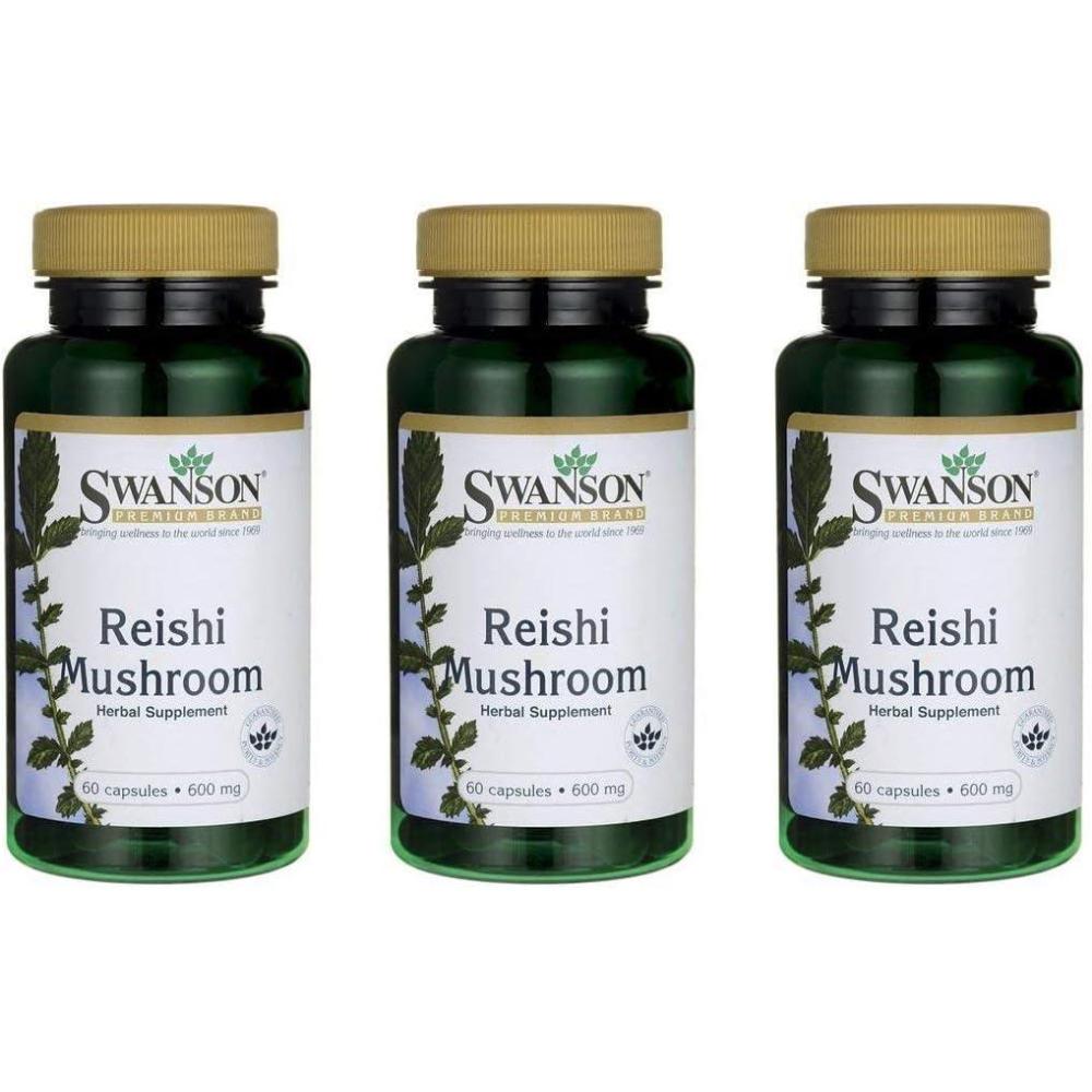 imageSwanson Reishi Mushroom Immune Function Mood Support 600 Milligrams 60 Capsules 3 Pack