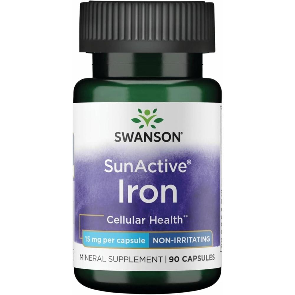 imageSwanson Sunactive NonIrritating Iron 15 Milligrams 90 Capsules