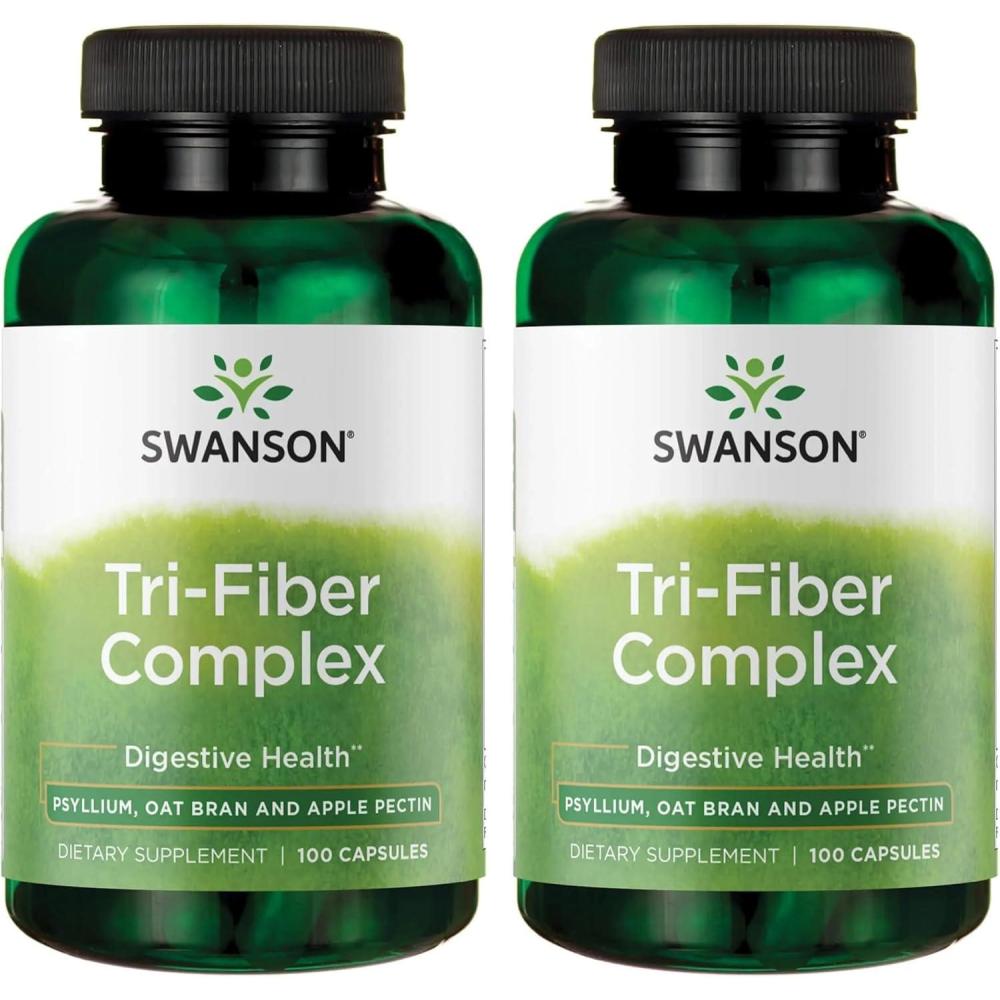 imageSwanson TriFiber Complex  Digestive Health Supplement Made with Psyllium Oat Bran amp Apple Pectin  100 Capsules100 Count Pack of 2