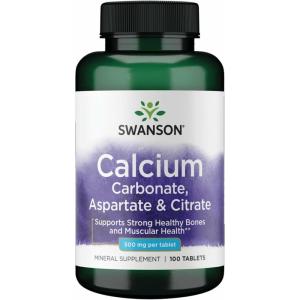 Swanson Calcium (Carbonate Aspartate & Citrate) 500 Milligrams 100 Tabs