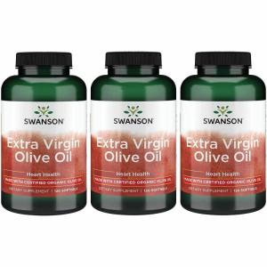 Swanson Extra Virgin Olive Oil – Natural Supplement Supporting Cardiovascular Health w/Essential Fatty Acids – Made w/Organic Cold-Pressed Olive Fruit – (120 Softgels, 1g Each)(120 Count (Pack of 3))