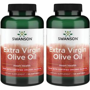 Swanson Extra Virgin Olive Oil – Natural Supplement Supporting Cardiovascular Health w/Essential Fatty Acids – Made w/Organic Cold-Pressed Olive Fruit – (120 Softgels, 1g Each)(120 Count (Pack of 2))
