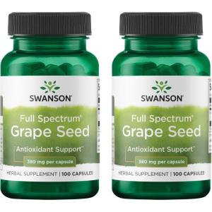 Swanson Grape Seed Heart Antioxidant Free Radicals Healthy Blood Pressure Support Polyphenols OPCS Herbal Supplement 380 mg 100 Capsules (2 Pack)