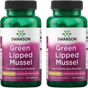 Swanson Green Lipped Mussel (Freeze-Dried) – New Zealand Joint Health & Mobility Supplement – Natural Formula May Support Heart Health & Digestive Function – (60 Capsules, 500mg Each)(60 Count (Pack of 2))