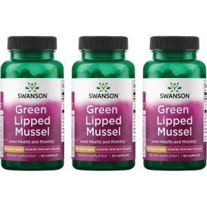 Swanson Green Lipped Mussel (Freeze-Dried) – New Zealand Joint Health & Mobility Supplement – Natural Formula May Support Heart Health & Digestive Function – (60 Capsules, 500mg Each)(60 count (Pack of 3))