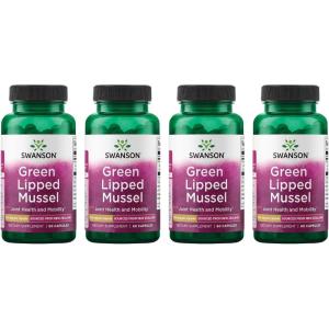 Swanson Green Lipped Mussel (Freeze-Dried) – New Zealand Joint Health & Mobility Supplement – Natural Formula May Support Heart Health & Digestive Function – (60 Capsules, 500mg Each)(60 Count (Pack of 4))