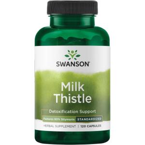 Swanson Milk Thistle (Standardized) – Herbal Liver Support Supplement w/ 80% Silymarin – Natural Formula Helping to Maintain Overall Health & Wellbeing – (120 Capsules)(120 Count (Pack of 1))