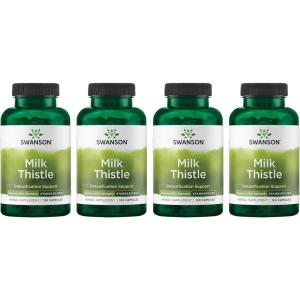 Swanson Milk Thistle (Standardized) – Herbal Liver Support Supplement w/ 80% Silymarin – Natural Formula Helping to Maintain Overall Health & Wellbeing – (120 Capsules)(120 Count (Pack of 4))