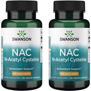 Swanson NAC – N-Acetyl Cysteine – Supplement 600 mg 100 Capsules (2 Pack)(200 Count (Pack of 1))