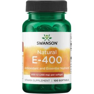 Swanson Natural Vitamin E 400 IU – Dietary Supplement for Daily Antioxidant Support – Can Support Immune System – Essential Nutrient and Vitamin Supplement (268 mg, 100 Softgels)