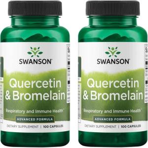 Swanson Quercetin & Bromelain- Supplement- Unique Natural Formula-(250 Capsules, 260/78mg Each)(100 Count (Pack of 2))