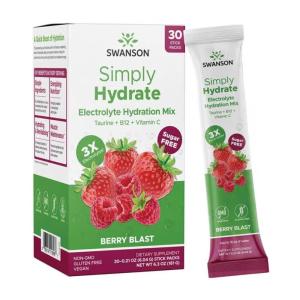 Swanson Simply Hydrate Electrolyte Powder Mix – Sugar-Free Drink Mix with 0 Calories – Convenient On-The-Go Hydration Powder – Advanced Electrolyte Drink Mix – Berry Blast Flavor – 30 Packets