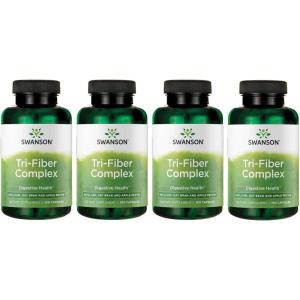 Swanson Tri-Fiber Complex – Digestive Health Supplement Made with Psyllium, Oat Bran, & Apple Pectin – (100 Capsules)(100 Count (Pack of 4))