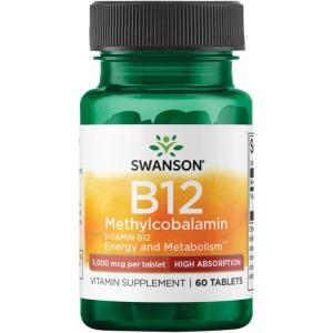 Swanson Vitamin B-12 Methylcobalamin High Absorption 5000 mcg 60 Tabs