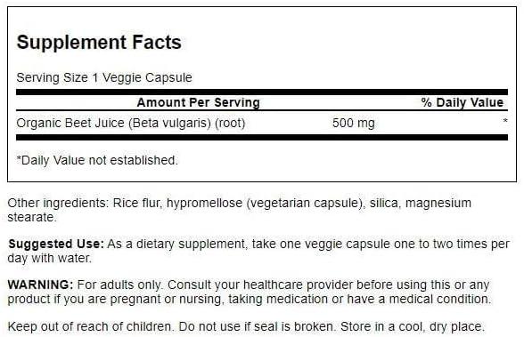 imageSwanson Made with Organic Beet Juice Freeze Dried 500 Milligrams 60 Veg Capsules60 Count Pack of 2