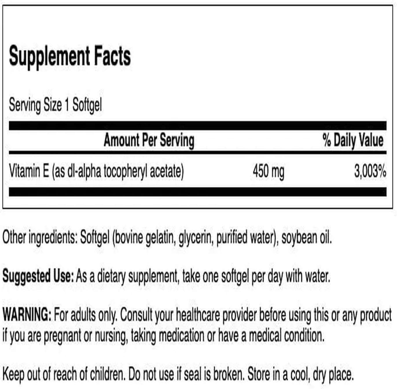 imageSwanson Vitamin E 1000 Iu 1000 Iu 450 Milligrams 60 Sgels
