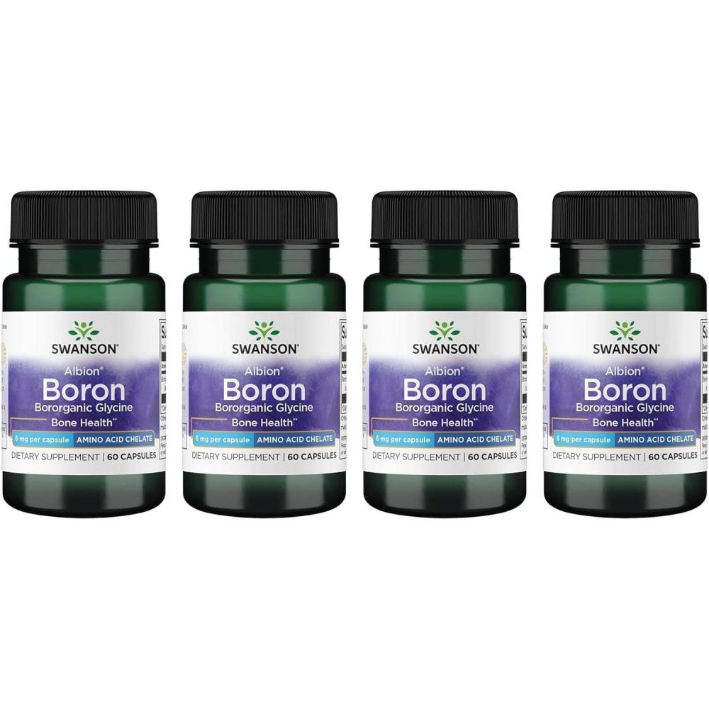 imageSwanson Boron from Albion Boroganic Glycine Supplement Supporting Joint Health amp Bone Health High Absorption Formula May Support Overall Balance 60 Capsules 6mg Each 4 Pack