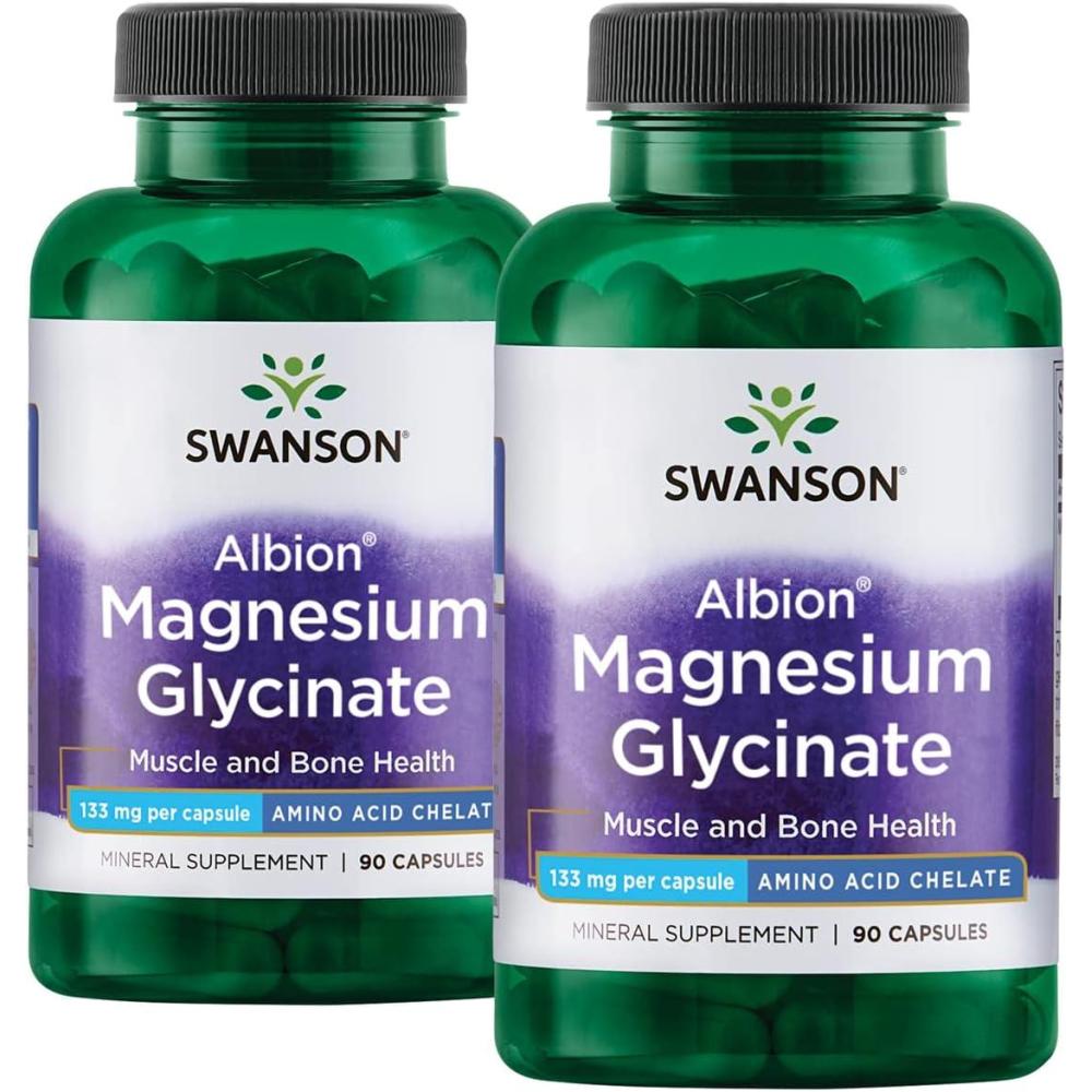imageSwanson Chelated Magnesium Glycinate  Natural Mineral Supplement Supporting Nerve Muscle Bone and Heart Health  Promotes Relaxation for Sleep Support 180 Capsules 133mg Each