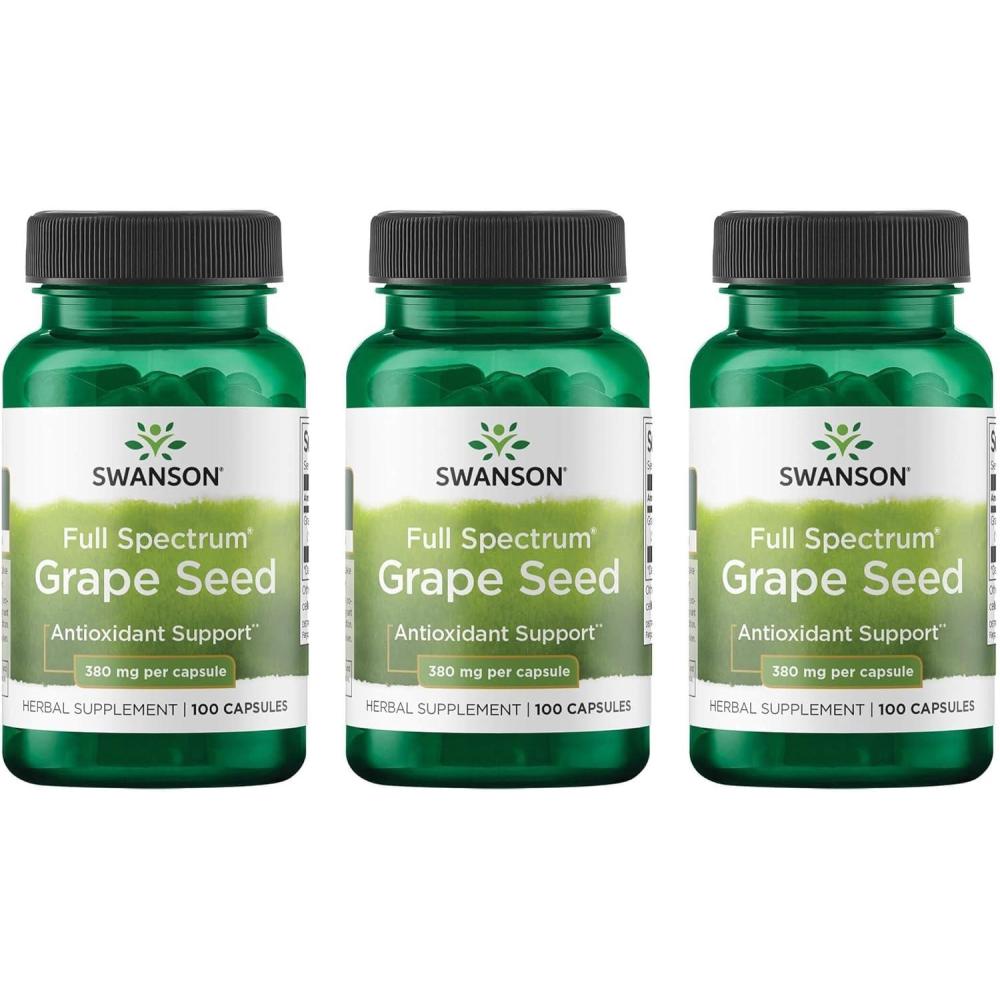 imageSwanson Grape Seed Heart Antioxidant Free Radicals Healthy Blood Pressure Support Polyphenols OPCS Herbal Supplement 380 mg 100 Capsules 3 Pack