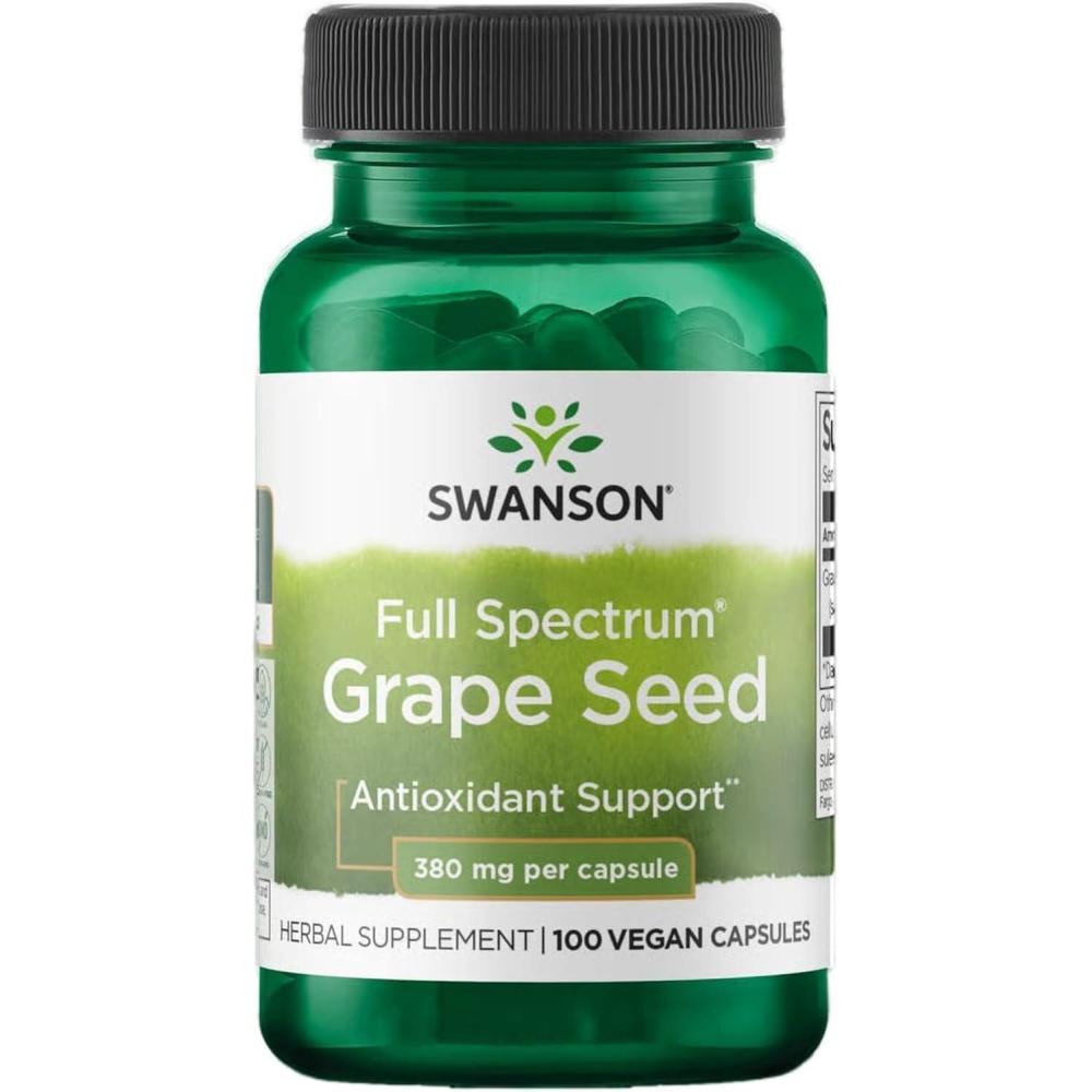 imageSwanson Grape Seed Heart Antioxidant Free Radicals Healthy Blood Pressure Support Polyphenols OPCS Oligomeric Proanthocyanidins Herbal Supplement 380 mg 100 Capsules