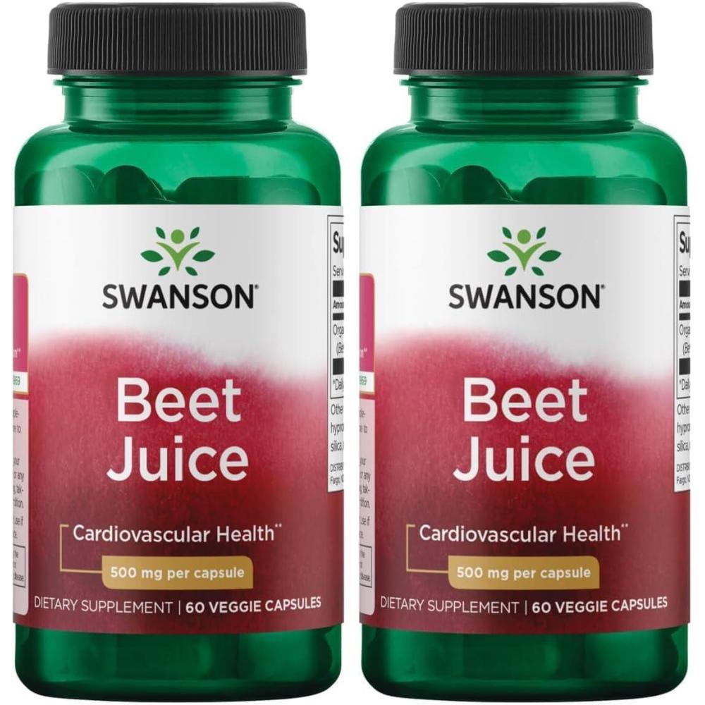 imageSwanson Made with Organic Beet Juice Freeze Dried 500 Milligrams 60 Veg Capsules60 Count Pack of 2