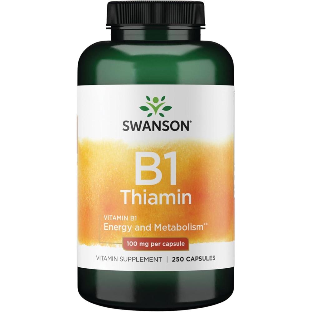 imageSwanson Vitamin B1 Thiamin  Promotes Healthy Metabolism and Provides Energy Support  Natural Vitamin Supplement Supporting Optimum Nerve Cell Function  250 Capsules 100mg Each1