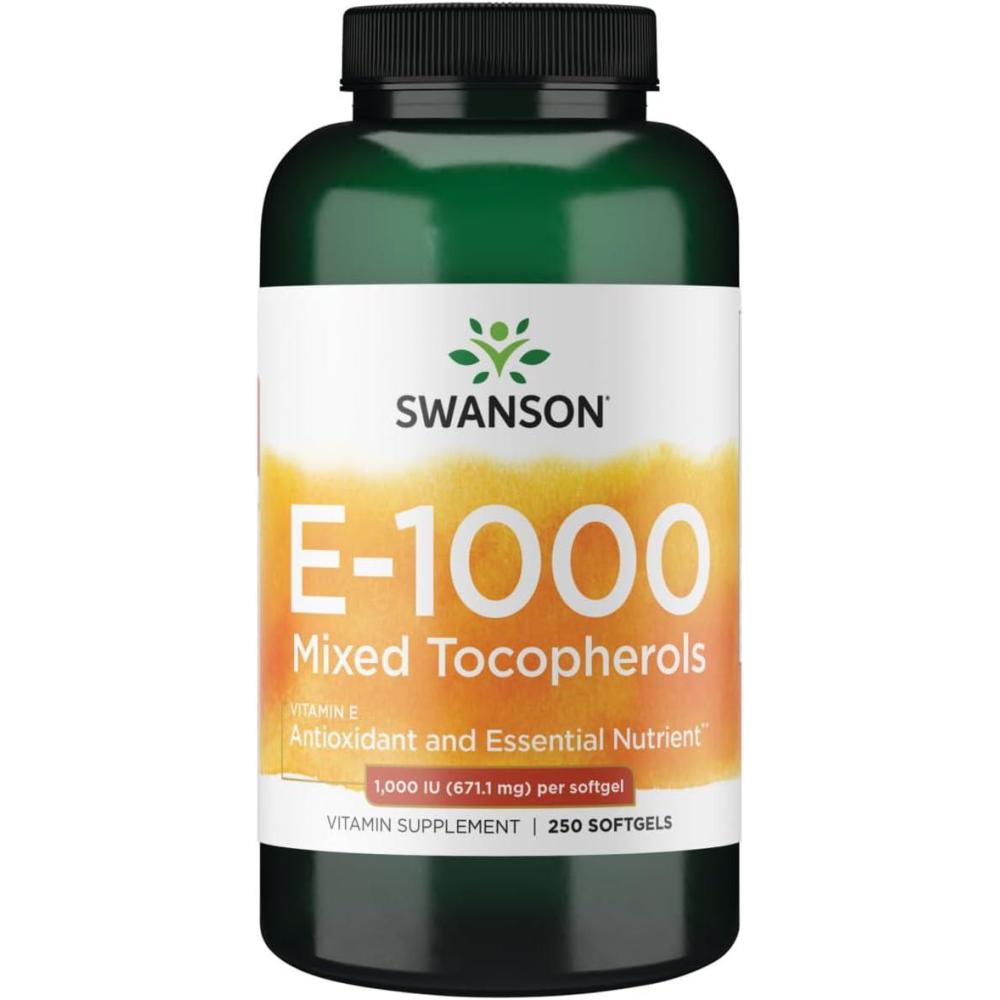 imageSwanson Vitamin E Mixed Tocopherols 1000 Iu 6711 Milligrams 250 Sgels