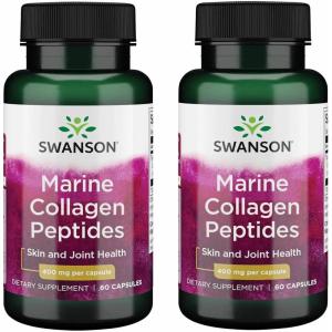 Swanson Hydrolyzed Fish Collagen Type I 400 Milligrams 60 Capsules (2 Pack)