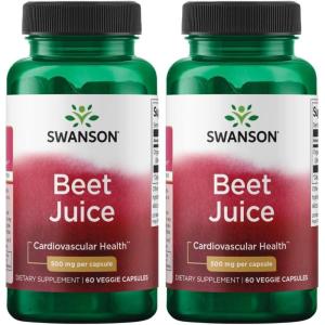 Swanson Made with Organic Beet Juice Freeze Dried 500 Milligrams 60 Veg Capsules(60 Count (Pack of 2))