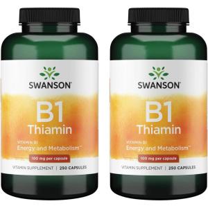 Swanson Vitamin B1 (Thiamin) – Promotes Healthy Metabolism and Provides Energy Support – Natural Vitamin Supplement Supporting Optimum Nerve Cell Function – (250 Capsules, 100mg Each)(2)