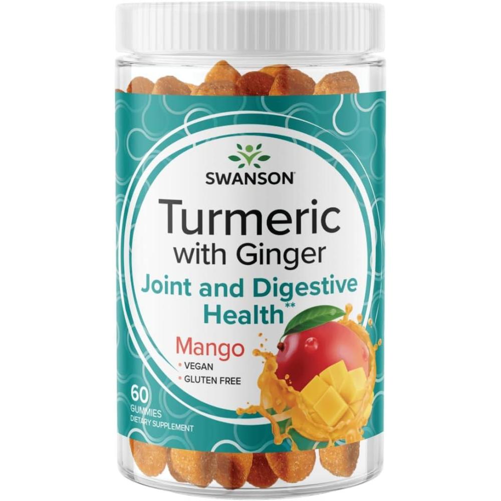 imageSwanson Turmeric with Ginger Gummies All Natural Supplement Promoting Digestive amp Immune System Health Helps to Support Joint Function amp Movement Ability Mango 60 Gummies